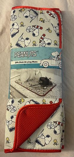 Peanuts Snoopy & Woodstock 2Pk Dish Drying Mats New