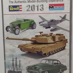 2013 Revell Monogram model-building catalog featuring cars, aircraft, tanks, shi