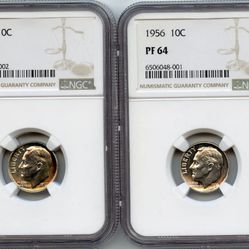 Set of 8 10c ROOSEVELT PROOF Dimes - 1(contact info removed) - All Graded Proof 64 Or 65 BY Ngc