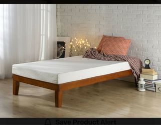 Wood Platform Bed Frame Size Twin, Color Cherry