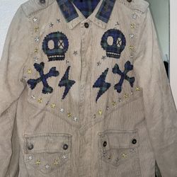 RARE Japanese Brand CANDY STRIPPER Skulls Corduroy Jacket MED