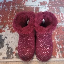 Toddler Girl (Cat &Jack( Polka Dot Purple Fur Winter Snow Boots Size 9