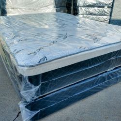 queen orthopedic bamboo pillow top mattress and box spring brand new  " all Sizes Available TWIN, FULL, QUEEN, CALIKING, EKING"