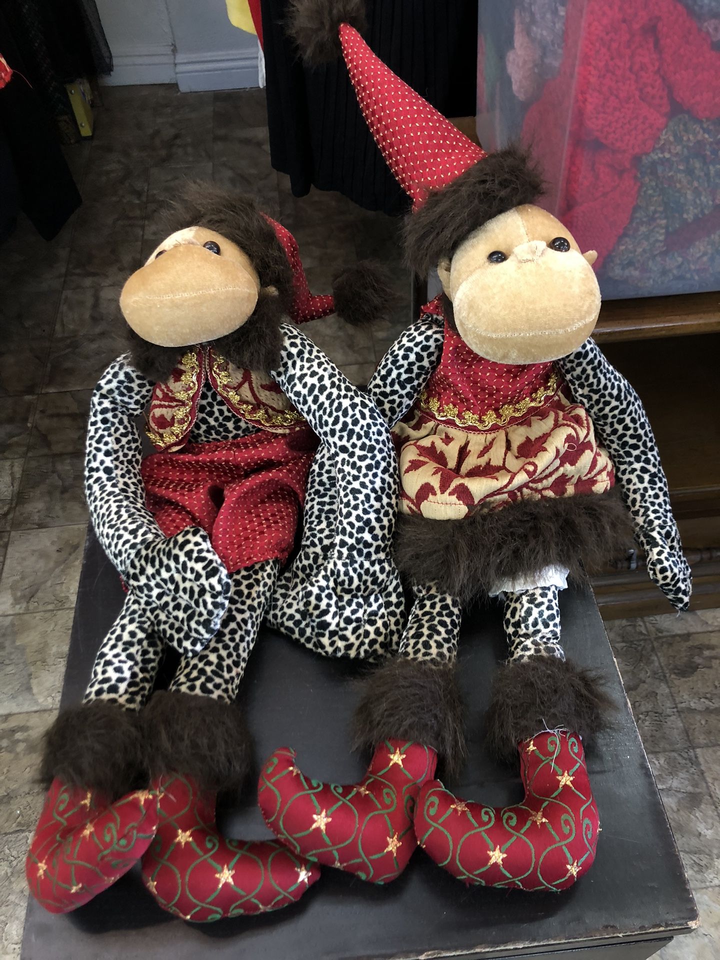Victorian Christmas monkey plush