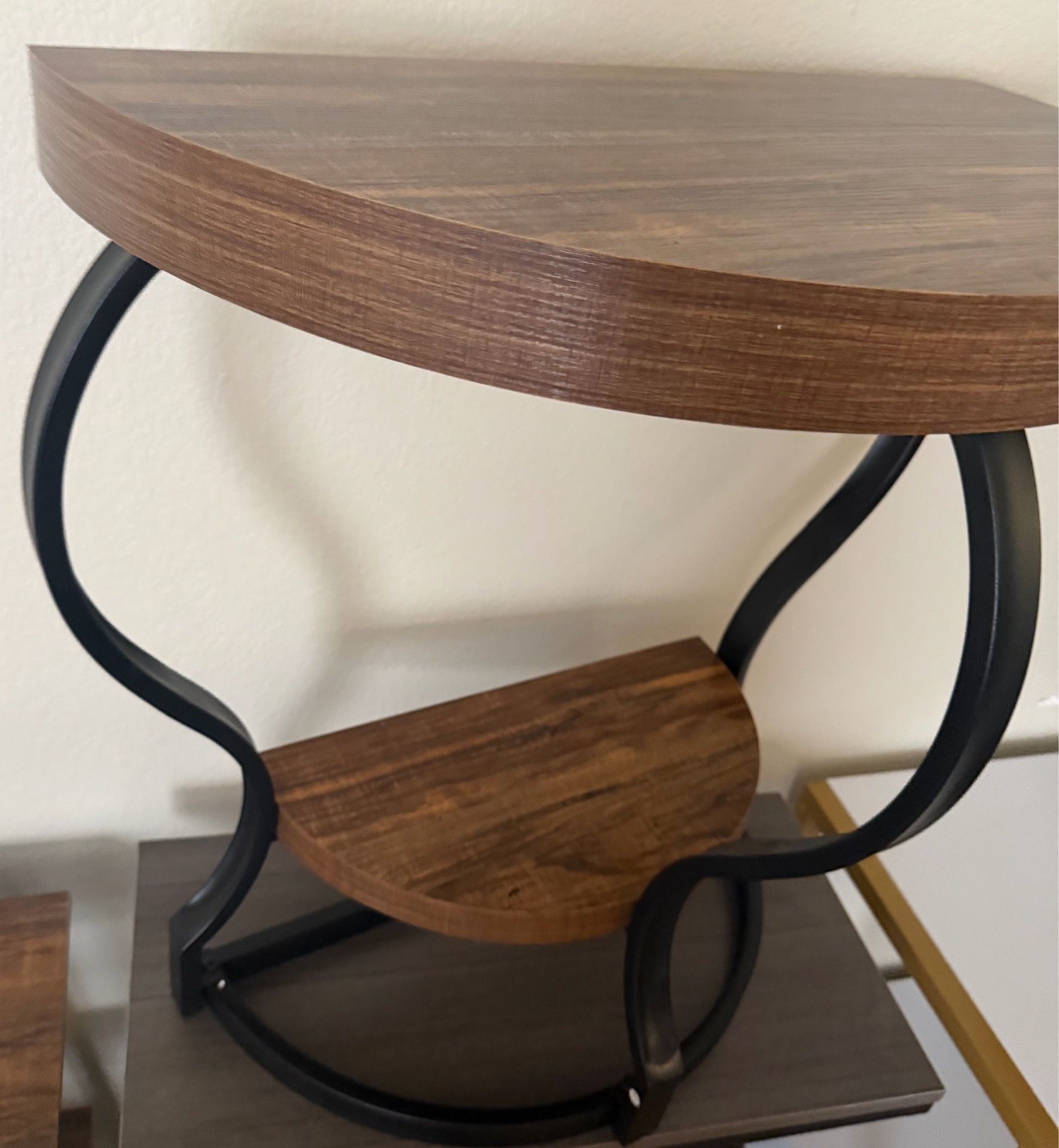 Half-Round End Table, Side Table with Tier Shelves New!