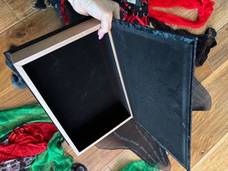 Large wooden velvet Halloween storage box new