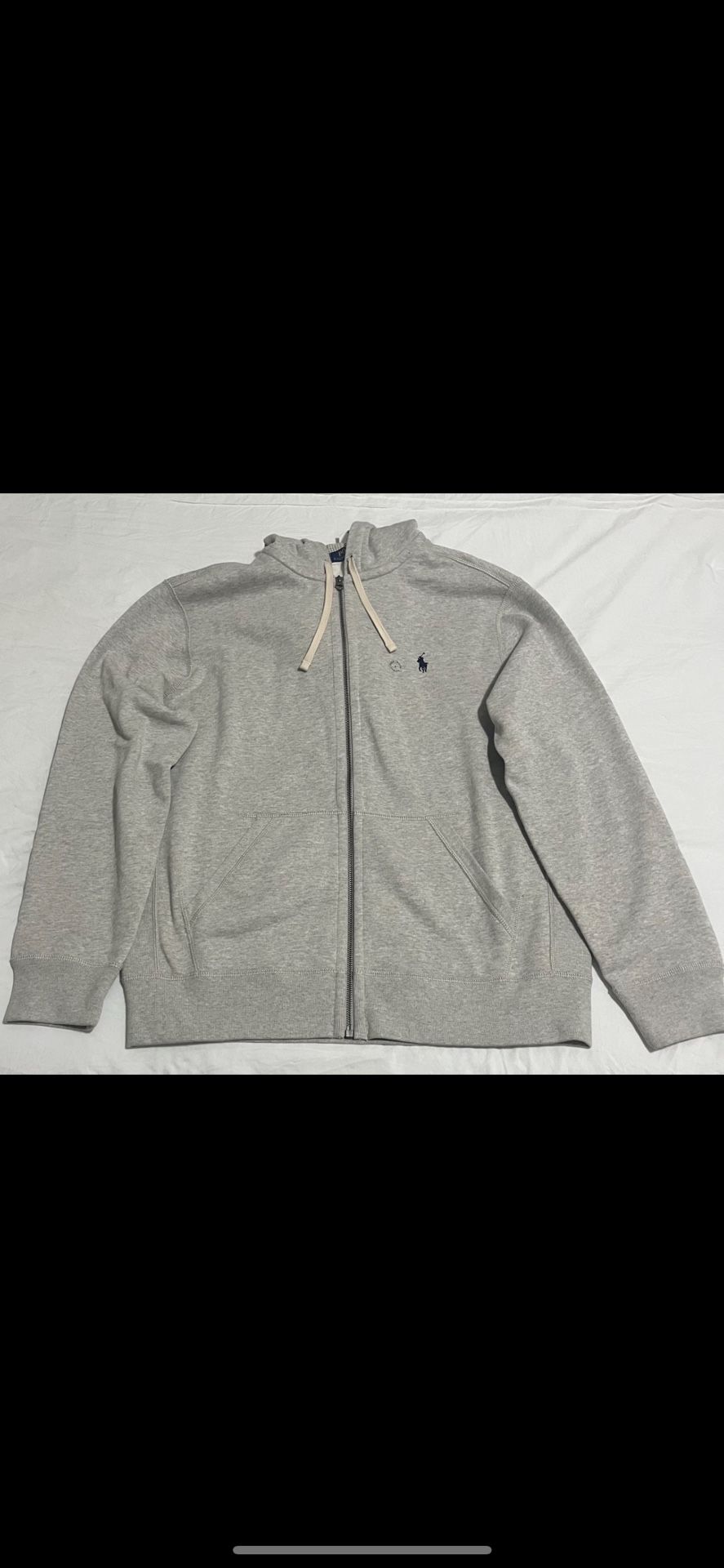 Grey Polo Zip Up Hoodie
