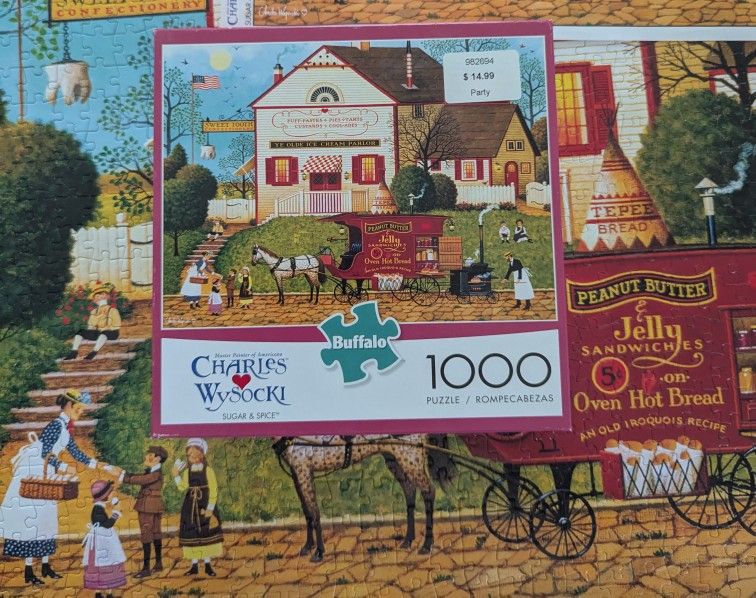 Charles Wysocki SUGAR & SPICE Buffalo Game Puzzle 1000 Pieces, None Missing W/ Bonus Reference Poster
