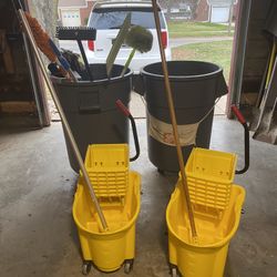 2 -55 Gal Trash Barrels With Dollies  