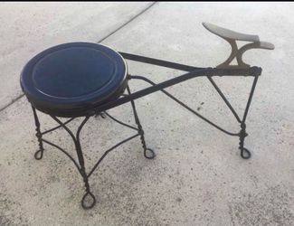 Vintage Wrought Iron Vanity Bench with Shoe Rest
