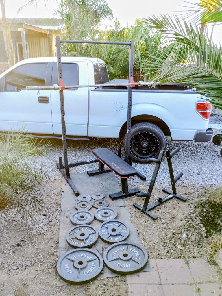 Olympic Weights 240lbs Squat Rack Bench Barbell 
