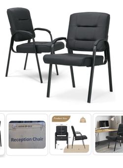 NEW Athena Collection Office Guest Chairs Set Of 2, PU Leather Reception Chairs