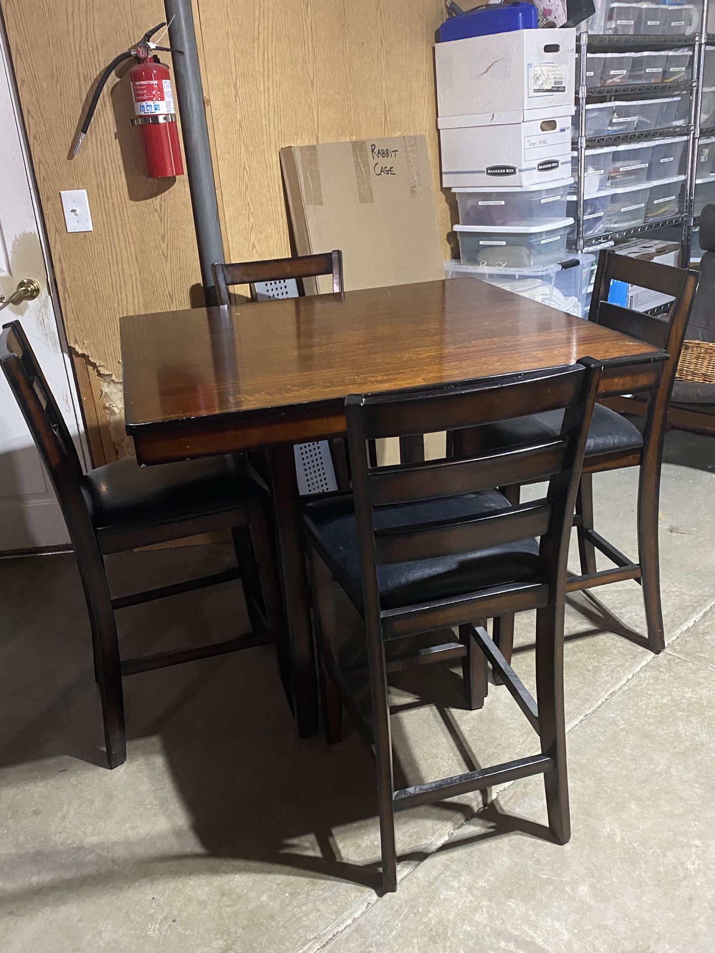 Wood Bar Table with Matching Chairs