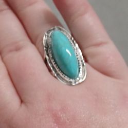 Turquoise Acrylic Silver Fashion Rings