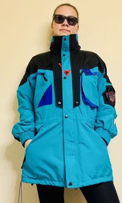 Rare! Helly Hansen Equipe HA Hydry Ski Jacket 90s Teal Purple Black S Vintage