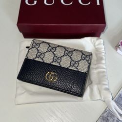 GG Marmont bi-color card case wallet
