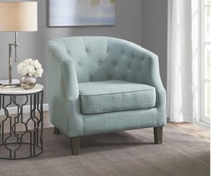 Ansley Chesterfield Barrel Chair, dusty aqua