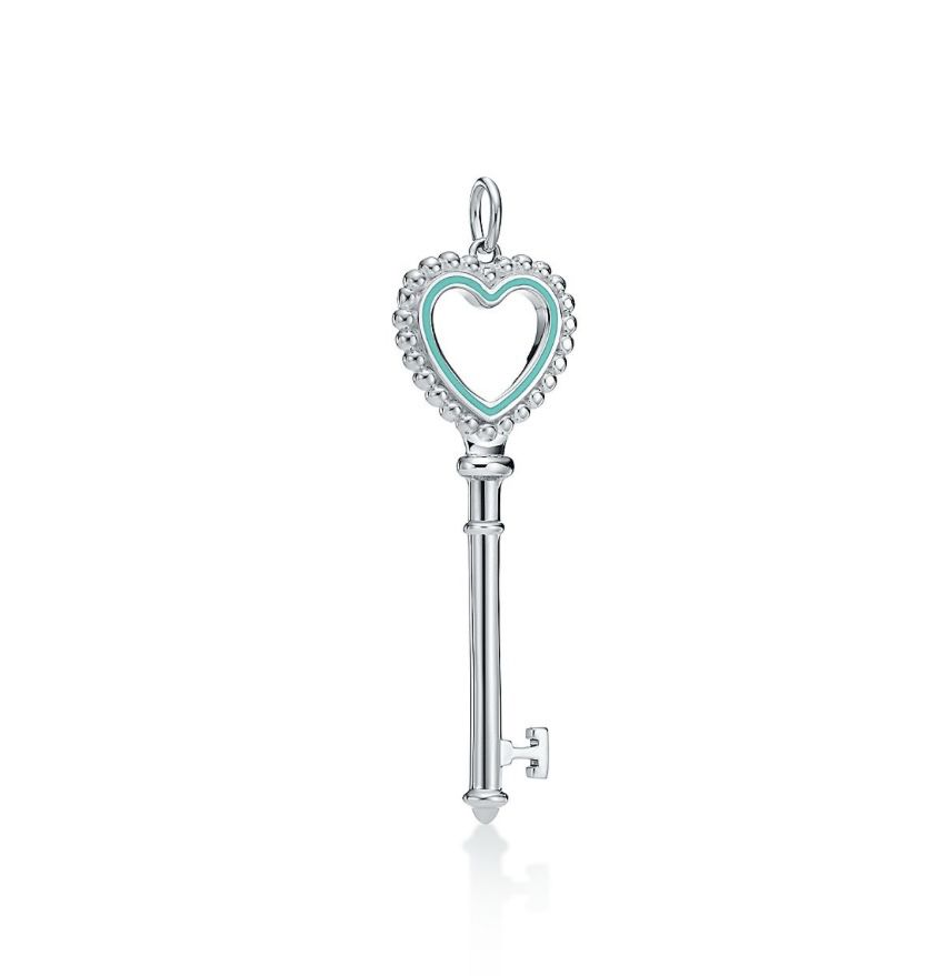 New Tiffany Beaded Heart Key Necklace