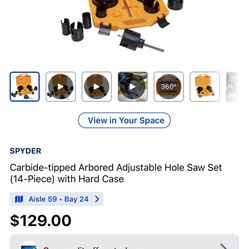 Carbide-tipped Arbored Adjustable Hole Saw Set (14-Piece) with Hard Case