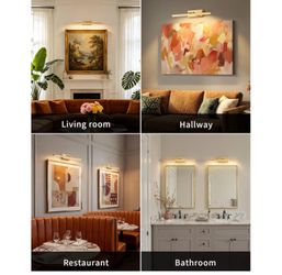 Set of 2, Gold Cordless 15.7 inch Wall Mount Art Lamp