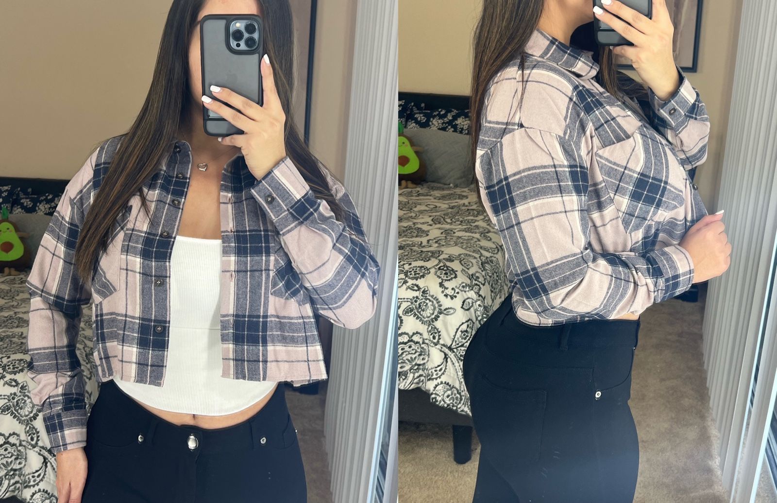 Plaid Crop Top Shirt