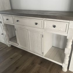 Rustic white console table 