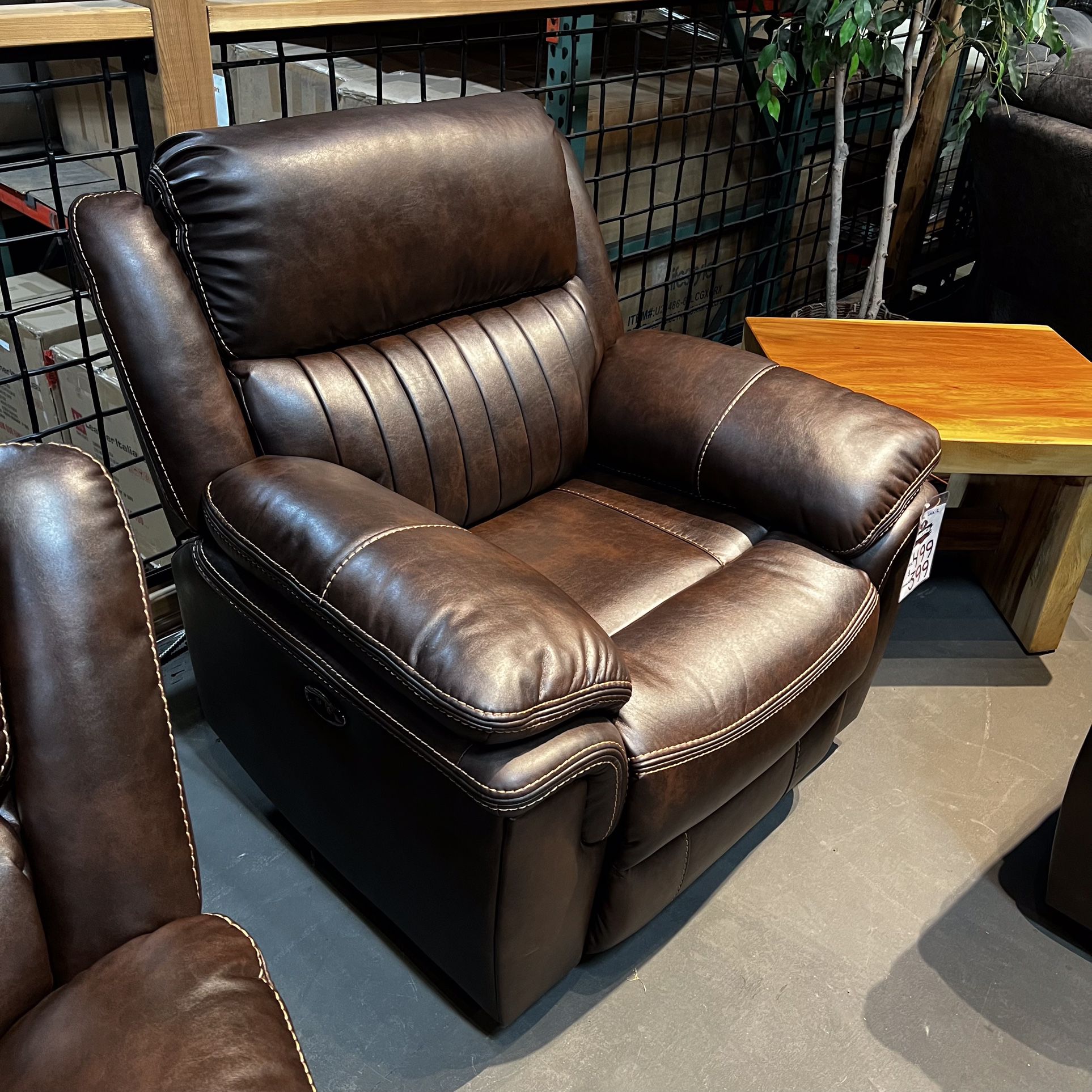 Brown Leather Gel Plush Cushion Recliner Chair - Hampton Collection 