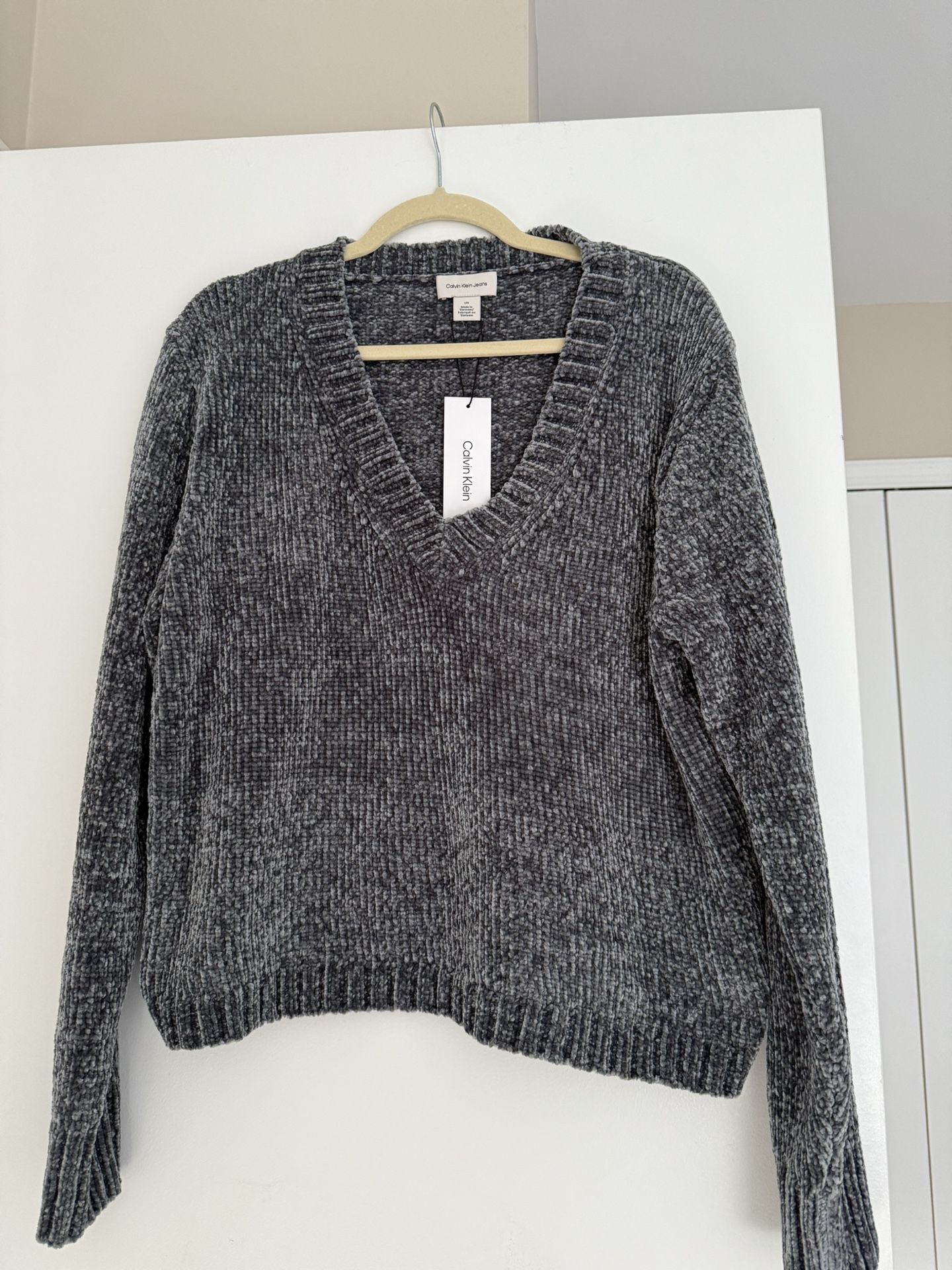 Calvin Klein Charcoal V-Neck Sweater Size L