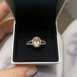 Morganite, Diamond, and Rose Gold Ring 