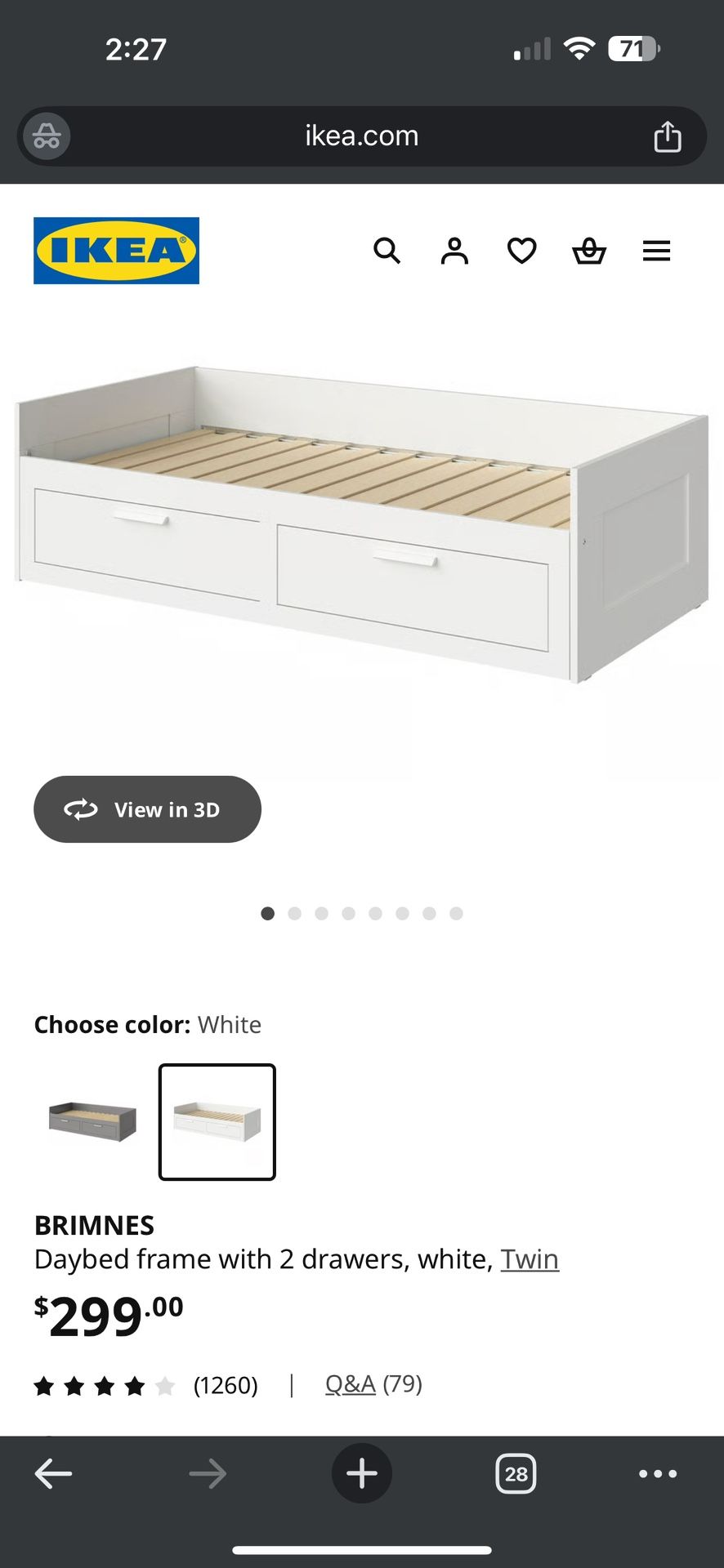 IKEA BRIMNES Daybed with 2 drawers OBO