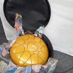 The Balmy Drum Steel Tongue Rain Drum Outside 11 Note 10 Inch (Gold) 