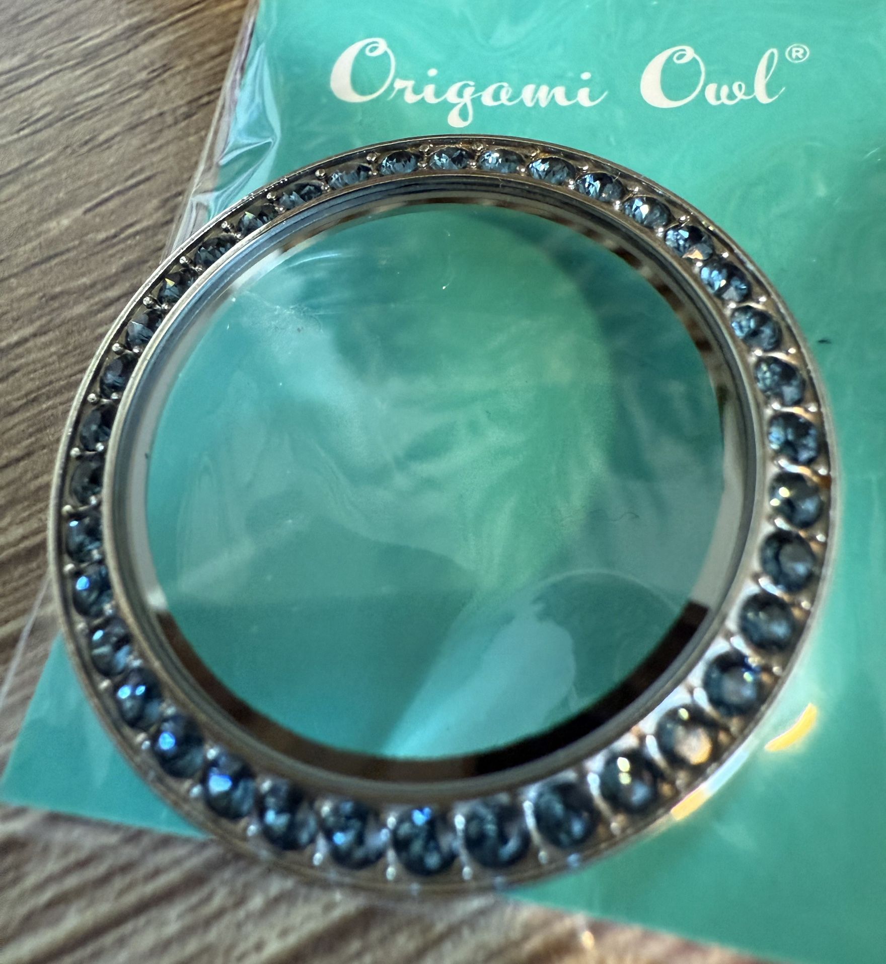 Origami Owl Large Silver Twist Locket Face Only Blue Turquoise Crystals Jewelry