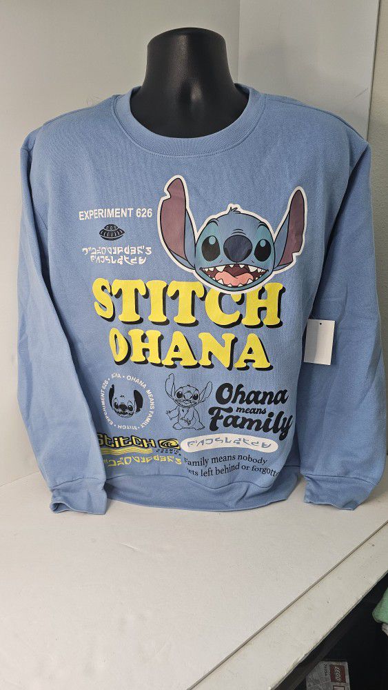 Womens XL(15-17) Disney Stitch Ohana Sweatshirt 