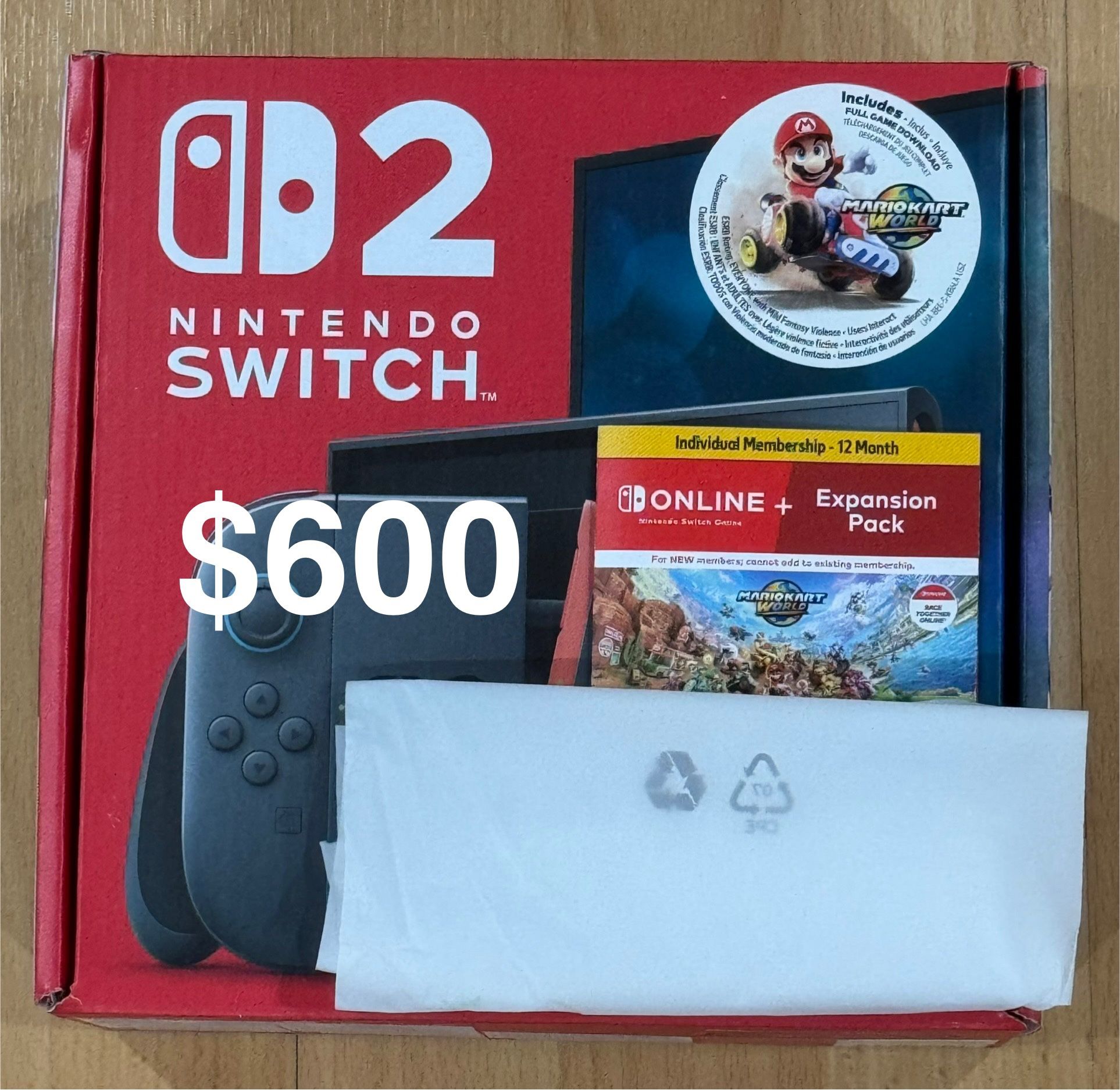 Nintendo Switch 2 Mario Kart World Bundle + 12 month NSO + Expansion - Brand New Sealed
