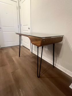 Walnut and Glass Top Desk