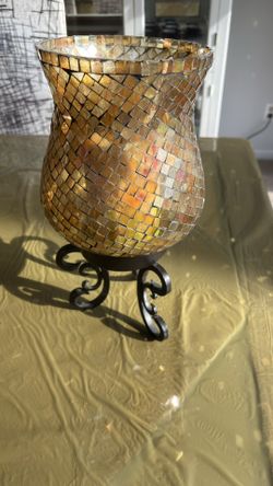 Mosaic stained glass candle holder