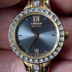 Citizen Eco-Drive Gold Tone Wristwatch Stainless Steel Water Resistant Quartz