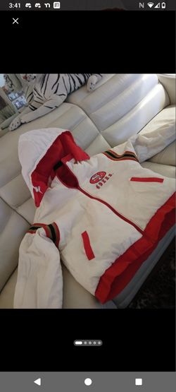 San Francisco 49ers  White/ Red Reversible Hoodie Coat XL