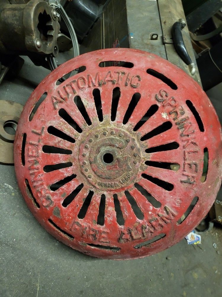 Vintage Cast Iron Grinnell Automatic Sprinkler Fire Alarm Red Industrial Decor