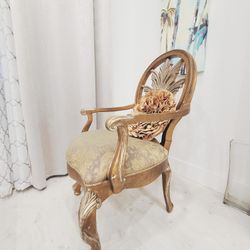 Large Deaigner Wooden Accent Chair with Fabric Cushion