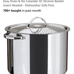 Stainless Steel Pasta Pot with Strainer Lid