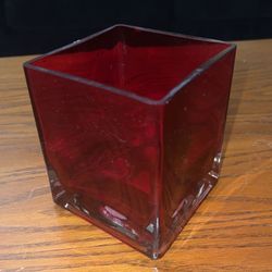 Red Glass Flower Vase