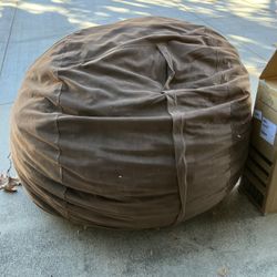 6 Ft Brown Suede Bean Bag Chair