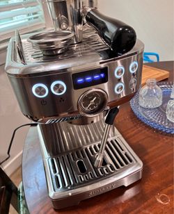 SUMSATY Espresso Machine, Stainless Steel Espresso Machine with Milk Frother, Professional 20 Bar Espresso Maker with LCD Display & Pressure Gauge, La