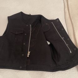 Denim Motorcycle Vest Size Large Unisex 