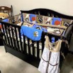 Brown Baby Boy Sports Theme Nursery Crib Bedding Set 8 Pieces