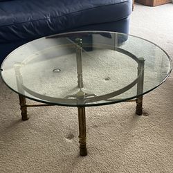 Classic Midcentury Labarge Brass and Glass Coffee or Cocktail Table Regency Modern