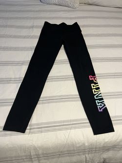 PINK Victoria's Secret Black Leggings with Multicolor Logo