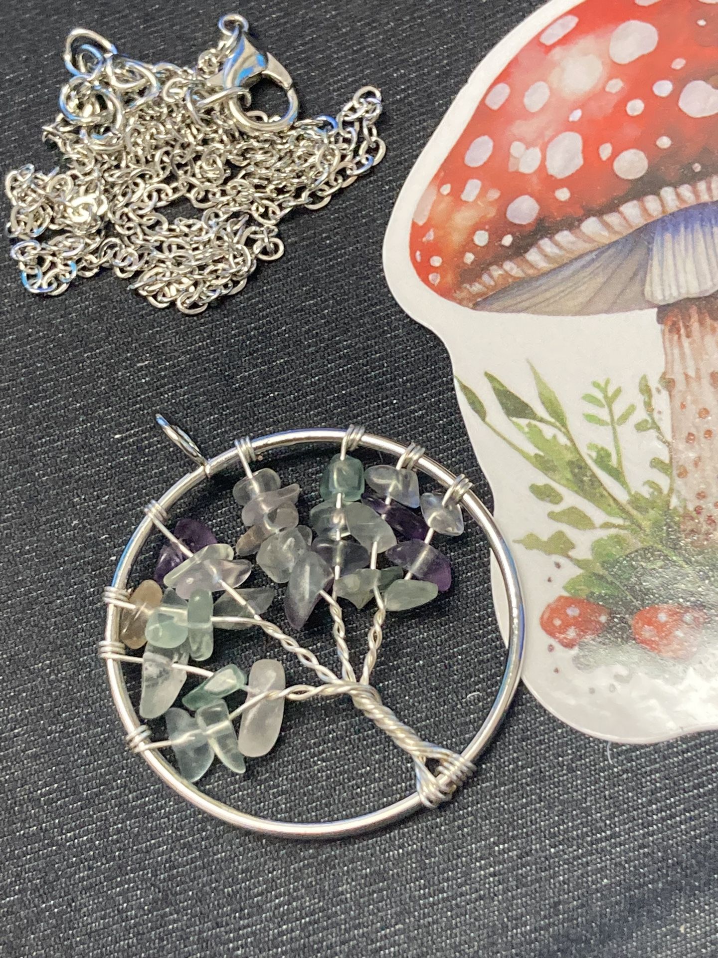 Crystal Wire Wrap Hand Crafted Tree Of Life Necklace