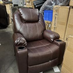 Dark Brown Faux Leather Electric Recliner With Eject Model 7040